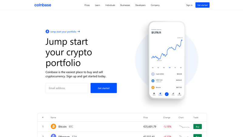 Coinbase Cryptocurrency trading site