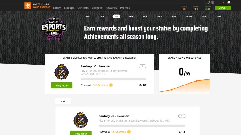 draftkings promos achievements